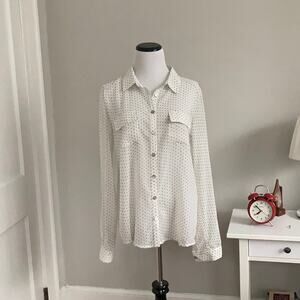 Olive & Oak Cream W/Black Dots Buttondown, Size M